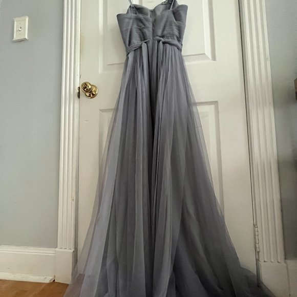ADRIANNA PAPELL Bridesmaid Convertible Tulle Ball Gown Slate Blue - Picture 14 of 16